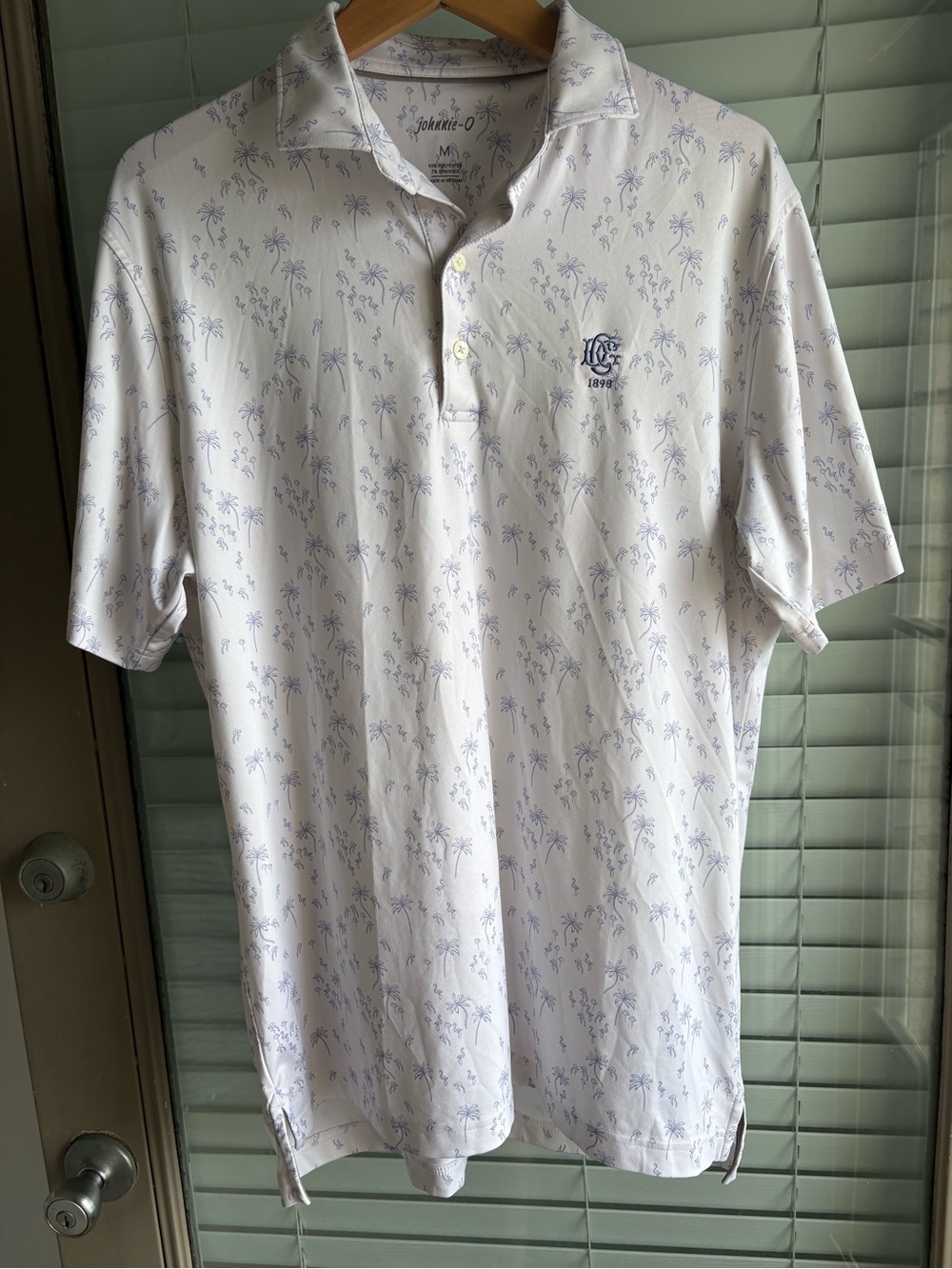 Johnnie-O Deal Country Club flamingo lavender and white Polo